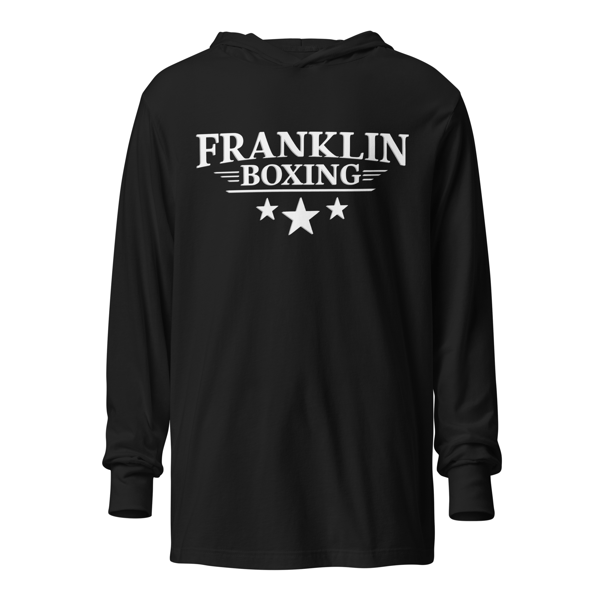 Franklin Boxing | White Hooded Long Sleeve Tee - Clutch -